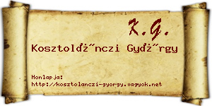 Kosztolánczi György névjegykártya