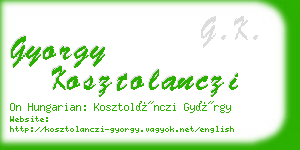 gyorgy kosztolanczi business card